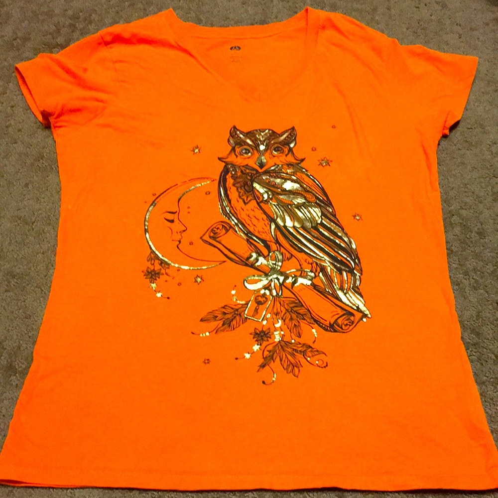 Owl tshirt Large beautiful Vneck EUC
